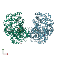 PDB entry 7dkc coloured by chain, front view.