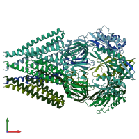 PDB entry 7dlu coloured by chain, front view.