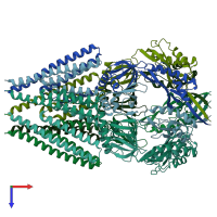 PDB entry 7dlu coloured by chain, top view.