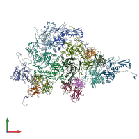 PDB entry 7dn2 coloured by chain, front view.