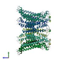 PDB entry 7dsc coloured by chain, side view.