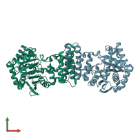 PDB entry 7dsp coloured by chain, front view.