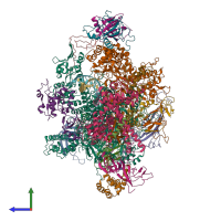 PDB entry 7du2 coloured by chain, side view.