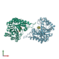 PDB entry 7dwa coloured by chain, front view.