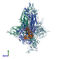 PDB entry 7dzx coloured by chain, side view.