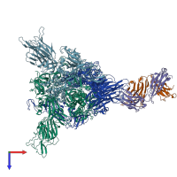 PDB entry 7dzx coloured by chain, top view.