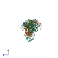 PDB entry 7e20 coloured by chain, side view.