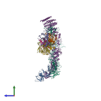 PDB entry 7e2d coloured by chain, side view.