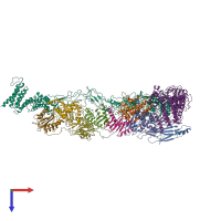 PDB entry 7e2d coloured by chain, top view.