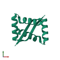 Homo dimeric assembly 1 of PDB entry 7e4j coloured by chemically distinct molecules, front view.