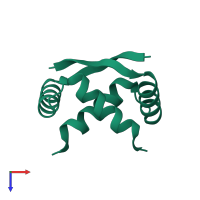 Homo dimeric assembly 1 of PDB entry 7e4j coloured by chemically distinct molecules, top view.