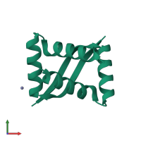 Homo dimeric assembly 2 of PDB entry 7e4j coloured by chemically distinct molecules, front view.