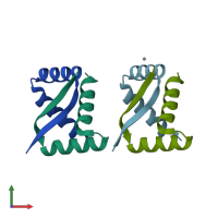 PDB entry 7e4j coloured by chain, front view.