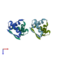 PDB entry 7e4j coloured by chain, top view.