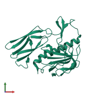 Peptidase M23 domain-containing protein in PDB entry 7e66, assembly 1, front view.