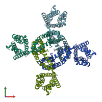 PDB entry 7e7z coloured by chain, front view.