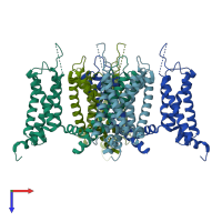 PDB entry 7e7z coloured by chain, top view.