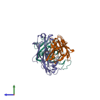 PDB entry 7e86 coloured by chain, side view.