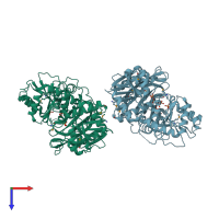 PDB entry 7ec7 coloured by chain, top view.