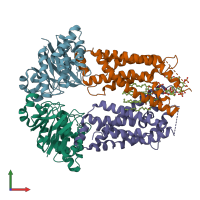 PDB entry 7efo coloured by chain, front view.