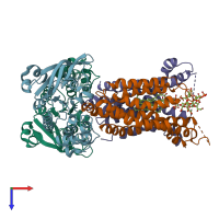 PDB entry 7efo coloured by chain, top view.