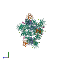 Hetero nonameric assembly 1 of PDB entry 7ej4 coloured by chemically distinct molecules, side view.