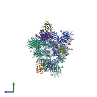 PDB entry 7ej4 coloured by chain, side view.
