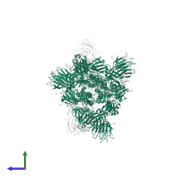 Spike glycoprotein in PDB entry 7ej4, assembly 1, side view.