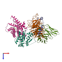 PDB entry 7eja coloured by chain, top view.