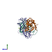 PDB entry 7ejz coloured by chain, side view.