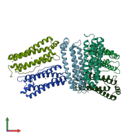 PDB entry 7ek4 coloured by chain, front view.