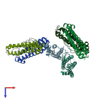 PDB entry 7ek4 coloured by chain, top view.