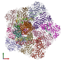 PDB entry 7elh coloured by chain, front view.