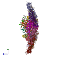 PDB entry 7elh coloured by chain, side view.