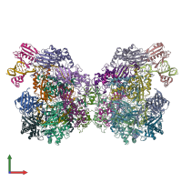 PDB entry 7elm coloured by chain, front view.