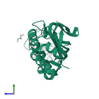 Heme acquisition protein HasAp in PDB entry 7emv, assembly 1, side view.