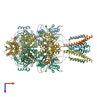 PDB entry 7eor coloured by chain, top view.