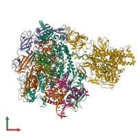 PDB entry 7eu0 coloured by chain, front view.