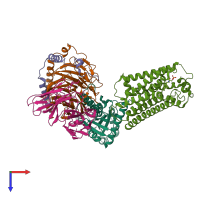 PDB entry 7ew2 coloured by chain, top view.