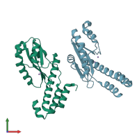 PDB entry 7ex0 coloured by chain, front view.