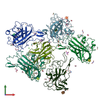 PDB entry 7exk coloured by chain, front view.