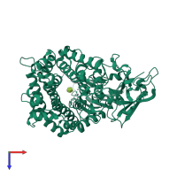 PDB entry 7exu coloured by chain, top view.