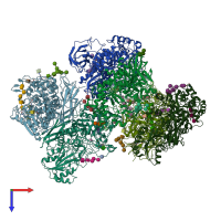 PDB entry 7ey2 coloured by chain, top view.