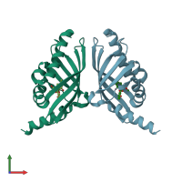 PDB entry 7f0y coloured by chain, front view.