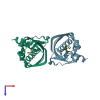 PDB entry 7f0y coloured by chain, top view.