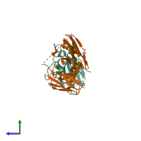 PDB entry 7f12 coloured by chain, side view.