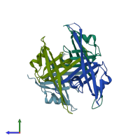 PDB entry 7f2n coloured by chain, side view.