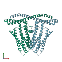 PDB entry 7f3u coloured by chain, front view.