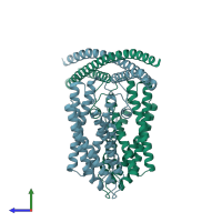 PDB entry 7f3u coloured by chain, side view.