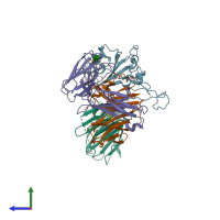 PDB entry 7f46 coloured by chain, side view.